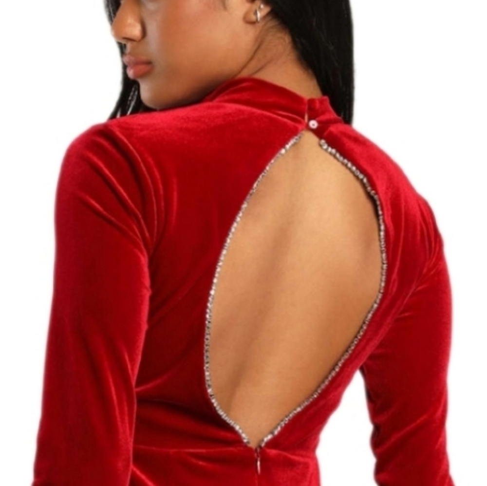 Lulus Red Velvet Cocktail Dress - Picture 2 of 5